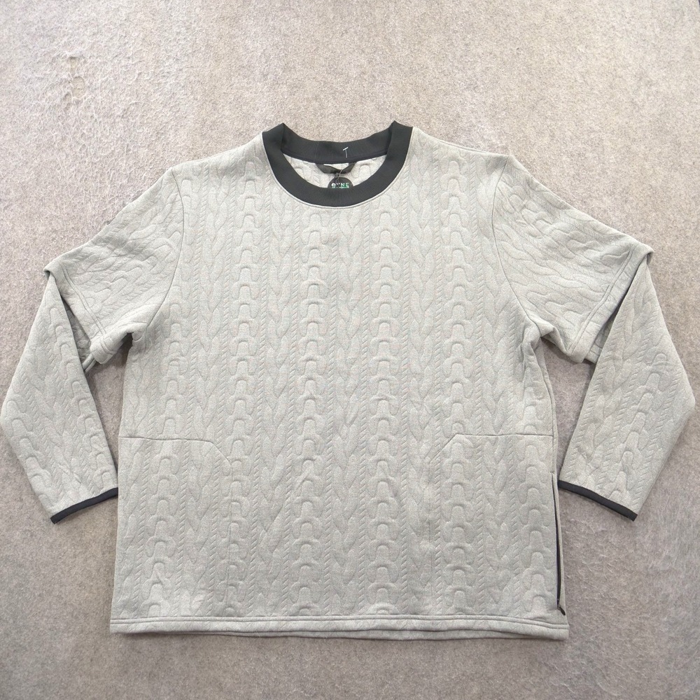 Dyne Sweatshirt Mens 2XL XXL Gray Pullover Quilted Crew Logo Fleece Roebling New